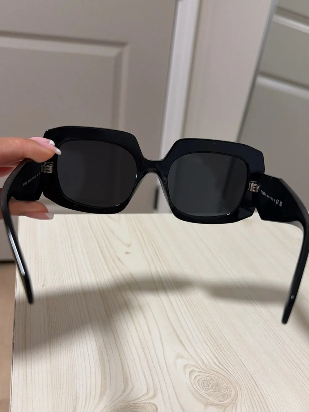 Prada Black Oversized Logo Temple Sunglasses